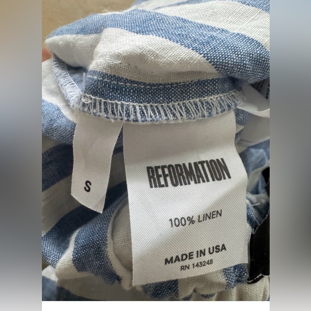 Reformation Pull On Drawstring Linen Striped Pant… - image 8